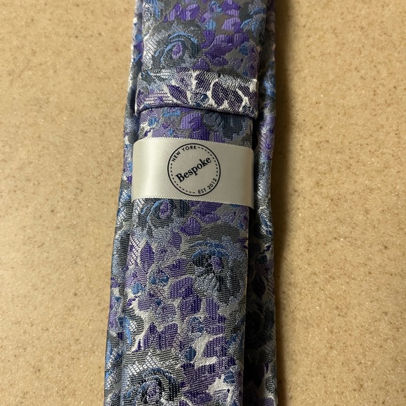 NEW Bespoke Slim Tie - Purple & Blue Floral - Picture 5 of 5